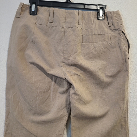 Chloe Tan Linen Blend Straight Leg Cropped Pants - Picture 6 of 7